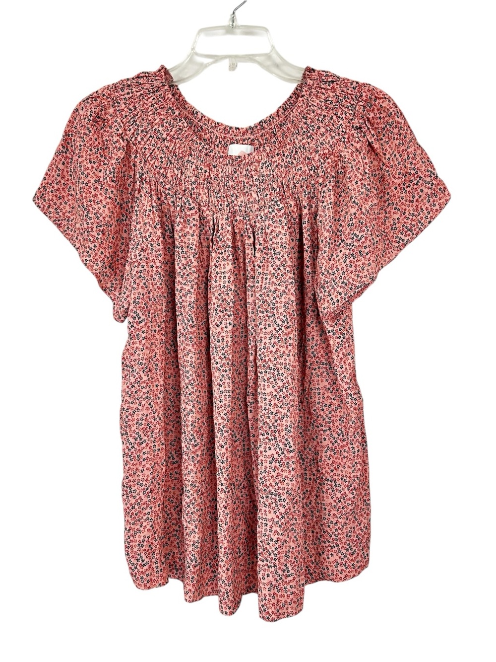 NWT The Nines Hatch Top Pink Floral Print Smocked Neckline Maternity Size Medium